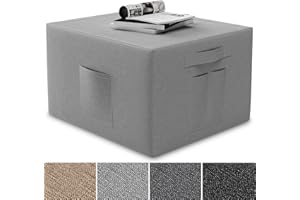 ELONEO Copertura per Materasso Pieghevole - 75x195x15 cm, Rivestimento Protettivo per Materasso per Ospiti con Tasche Laterali, Lavabile, Design Moderno, Pouf, Ottomana, Poggiapiedi Grigio