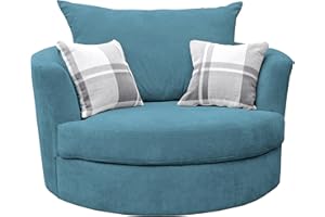 Sofas and More Large Swivel Round Cuddle Chair Fabric (Ocean)