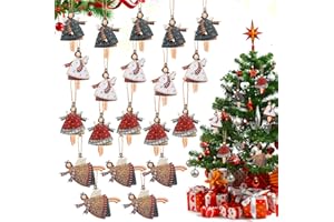 WELLXUNK 20 Piezas Colgantes de ángel pequeño para árbol de Navidad, Ángel De Navidad Colgante De Madera, Ángeles de Navidad de Madera, para Decoración Navideña, Fiesta