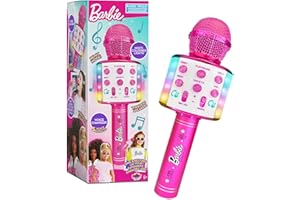 Barbie Bright Voicemaster Microphone | Karaoke Wireless Microphone | Wireless Speaker | Multi-coloured Lights | 5 Voice Effects | Sing & Record | Barbie Roleplay By Sinco Creations