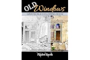 Old Windows Grayscale Coloring Book: Adult Coloring Book with Old Rustic Walls and Windows.