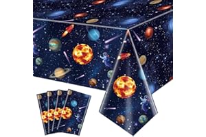 QUERICKY 4 pezzi Tovaglie per feste nello spazio esterno, copritavolo del sistema solare, 130x220cm copritavolo rettangolo per decor per feste di compleanno a tema spaziale per bambini, festa a tema galassia
