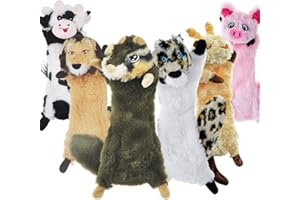 SHARLOVY Piszczące zabawki dla psa, bez wypychania, 6 sztuk, zabawki dla psów, marszczone, dla małych psów, trwałe zabawki do żucia, pluszowe urocze zwierzęta, naturalne zabawki dla szczeniaków, do