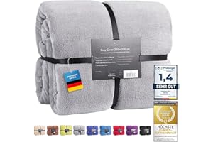 Feluna® Kuscheldecke XXL Mikrofaser-Decke Tagesdecke Wohndecke mit Kaschmir-Touch 220 x 200 cm - Grau