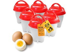 Retoo 6 Stampi Cuoci Uova Senza Guscio in Plastica PP per Cottura in Pentola o Microonde, Contenitori con Coperchio per Uova Sode, Morbide