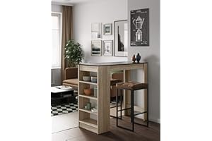 SYMBIOSIS TEMAHOME Aravis High Table Bar, Oak/Black, 50 x 115 x 102.7 cm
