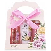 Accentra SWEET PEONY bath set in gift box pink white gold | Ready to give feminine cosmetic kit, shower gel, body lotion, bat