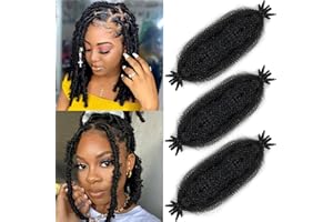 YCaeiou Springy Afro Twist Hair 12 Inch 3 Packs Pre-Separated Afro Twist Hair Natural Black Marley Twist Crochet Braiding Hair for Soft Locs Hair Synthetic Hair Extensions for Women (12Inch,1B)