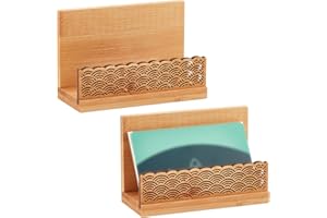 OLYCRAFT 2pcs Porte-Cartes de Visite en Bois de Bambou Étui à Cartes en Bambou Naturel Porte-Cartes de Visite en Bois de Bambou pour Bureau Support de Carte de Visite en Bois -3.9x1.7x2.5 pouces