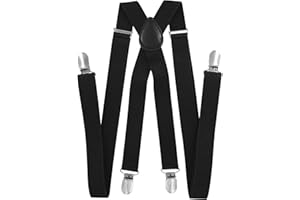 axy Hosenträger für Herren breit 2,5 cm in X-Form mit 4 Hosenträger Clips extra stark längenverstellbar 25mm (Schwarz)