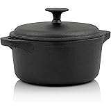 BBQ-Toro Gusseisen Topf | schwarz | Gusstopf - Bräter mit Deckel (4,0 Liter)