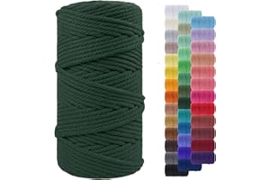 LEREATI Corda Macrame 5mm x 100m, Filo Macrame Cordoncino Cotone Grosso Corda Colorata, Cordino per Borse Uncinetto, Arazzo da Parete, Cesto di Piante Appeso, Decorazioni Fai Da Te (Verde scuro)