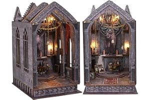 AONGAN Book Nook Kit - DIY Miniature Dollhouse Kit, DIY 3D Wooden Puzzle Bookends, Craft Gifts/Home Decoration for Family (Quiet Night Prayer)