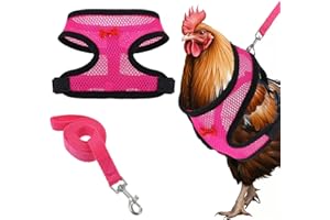 CIATBYYJ Ensemble de laisses et harnais réglables à double réglage en nylon confortable avec laisse de 1 m pour poules, canards, oies, petits animaux de compagnie (rose, M)