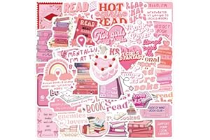 Kabwea 60 pegatinas de libro rosa, pegatinas para libros para Kindle, amantes del libro, pegatinas estéticas, pegatinas estéticas, pegatinas para libros, merchandising vintage, accesorios de lectura