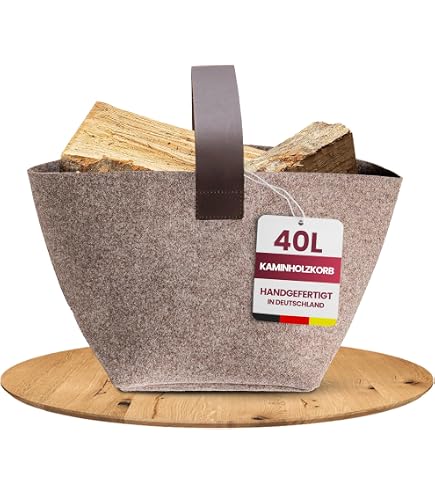 Großer Kaminholzkorb Aus Weide – Mit Jute Ausgekleidet, Naturbelassen, Ca. 52x36x29 Cm (ohne Griff)