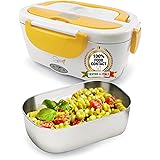 SPICE Amarillo Inox Scaldavivande Portatile Lunch Box con Forchetta e vaschetta Estraibile in Acciaio Inox 1,5 Litri 40 W