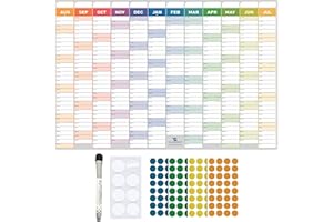 GLACIENT Juego de planificador de pared para año académico 2024-2025, tamaño grande A1 (87 x 59 cm), calendario de pared laminado para mediados de año, calendario de pared para el 24 de agosto de 2025,