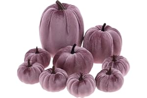 Yatinkim Halloween Samt Kürbisse Dekorieren Mini Gefälscht Stoff Kürbis Schaumstoff 4 Größe Tisch Mittelstück Kamine Bauernhaus Ernte Party 9 Stück Violett