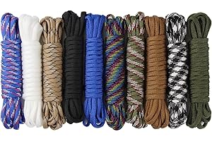 AUFODARA 10 szt. Paracord Zestaw Bransoletki Paracord Sznurki DIY Bransoletka Brelok do kluczy ze sznurkiem, do aktywności na świeżym powietrzu, ręcznie dzianina (D-10 szt. X 10FT)