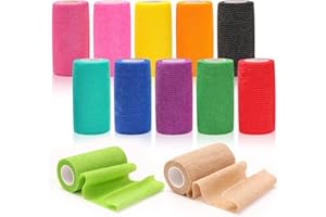 Zhufas 12 Rollen Selbstklebender Verband 10cm x 4,5m Haftbandage Selbstklebend Elastischer Binden Verband für Stretch Sportler, Handgelenk, Knöchel, Pet