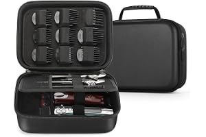 MOSLA Hard Barber Accessories Case for Hair Clippers, Mens Hair Cutting Barber Supplies Holder, Trimmer Organizer Storage Bag for Hair Cutting, Guard Grooming Kit (PU Black)