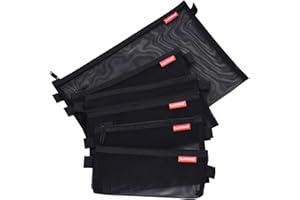 ‎PENDANCY Dokumententasche, Reisetasche aus Netzstoff, Datei Taschen, mit Reißverschluss, Nylon, besonders leicht, für Büro, Reisen, 5 Stück, A4, A5, A6, Federtasche, Schwarz