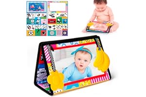 Inbeby Baby Tummy Time Mirror Toys, Baby Toys 0-6 Months, Tummy Time Pillow High Contrast Black and White Newborn Toys, Infant Toys 0 3 6 Months