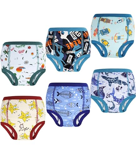 FLYISH DIRECT Culottes Apprentissage Propreté Garcon, 100% Coton, Slip d Apprentissage Enfant, culotte Anti Fuite Absorbante Enfant, Réutilisables et Lavables, Lot de 4, Violet Dino & Licorne, 4 Ans