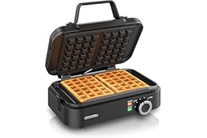 Arendo - Waffeleisen doppelt - belgische Waffeln - 1200 Watt – Waffelautomat – 2 Waffeln 12,6 x 8,6 cm - Antihaftbeschichtung