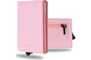 1onespo MAGNETIC Porta Carte di Credito Donna - Portafoglio donna piccolo con Portamonete e Contanti - Porta tessere e documenti - Portacarte protezione RFID, Rosa SAFFIANO…