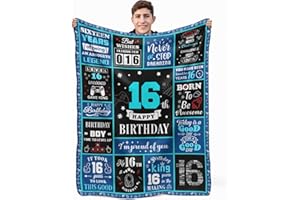 DAGELAR 16th Birthday Game Gifts for Boys, 16 Year Old Gifts for Boys, 16th Birthday Decorations for Boy, Kids Game Theme Blanket 60 x 50 Inches for Boy 16 birthday Gaming Gifts Game Night Room Decor