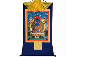 Gandhanra Tibetan Buddhist Thangka Art,Akshobhya Thangka,A Healing Buddha Before Medicine Buddha,Bronzing Printed Buddhist Tapestry Wall Hanging for Zen Home Decor, Meditation, Spiritual Relaxation