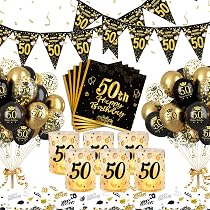 Happy 50th Birthday Tortendeko Geburtstag, 13 Stück Schwarze Gold Happy 50th Birthday Tortendeko Geburtstag, 13 Stück Schwarze Gold