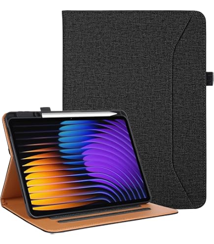 Compatible Avec Xiaomi Mi Pad 7/Mi Pad 7 Pro 11,2" Sorti En 2024, Coque Pour Xiaomi Mi Pad 7 Avec Porte-crayon - Coque De Protection Antichoc Avec Support Robuste, Dragonne, Bandoulière (noir