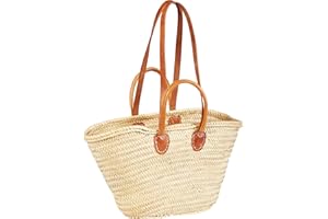 MARRAKESCH Borsa da spiaggia originale Ibiza Cesta 50 cm grande | Marocchino foglia di palma intrecciato XXL | Borsa a tracolla in paglia per uomo e donna