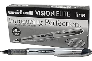 Uni-ball 707539000 UB-200 Vision Elite pióro kulkowe, końcówka 0,8 mm 0,6 mm linia, czarny żel, opakowanie 12 szt.