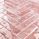 Pink Peel And Stick Backsplash, Self Adhesive Feather Wall Tiles Renter Friendly Stick On Backsplash For Kitchen Bathroom Laundry (10 Sheets