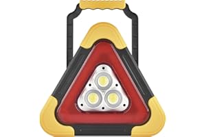 EMOS - Wiederaufladbarer LED Warndreieck mit 5 Lichtmodi inkl. Akku und USB-Ladekabel - Multifunktionelle Notfall-Leuchte mit Powerbank-Funktion und LED Anzeige - Gelb/Schwarz/Rot