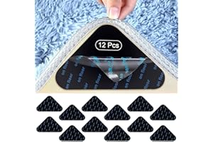 RZMZBY 12PCS Antiscivolo e Riutilizzabili Tappeto Gripper, Tappeto Gripper Anti-Slip Mat, anti arricciatura, lavabili e riutilizzabili, Adesivi Antiscivolo per Tappetini, per pavimenti in legno (Nero)