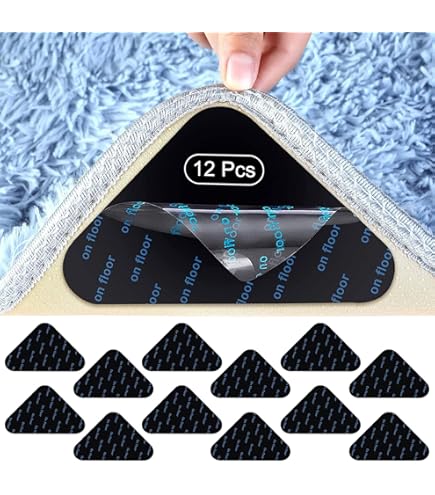 10 Adesivi Antiscivolo Per Tappeti - Clip Per Angoli, Nero, Riutilizzabili E Senza Residui - Foto 6