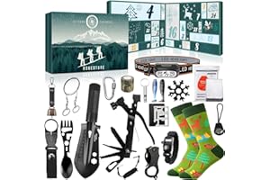 iZoeL Survival Advent Calendar Men 2025 Adventure Advent Calendar Teenage Boys Adults, Outdoor Camping Hiking Christmas Countdown Gifts - 24 Days of Outdoor Emergency Survival Kits