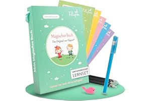 Filapen® 5 quaderni magici per esercizi tedeschi, riutilizzabili per bambini in età prescolare, imparare a leggere in età prescolare, ideali per l'inizio della scuola, imparare a scrivere, 26 cm x 18