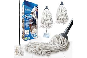 TDBS THE DUSTPAN AND BRUSH STORE Cotton Floor Mops Mop System with Super Absorbent Cotton Head, 110cm Metal Handle and Extra Head Refill Effective Cleaning For Home, Office and Commercial Use