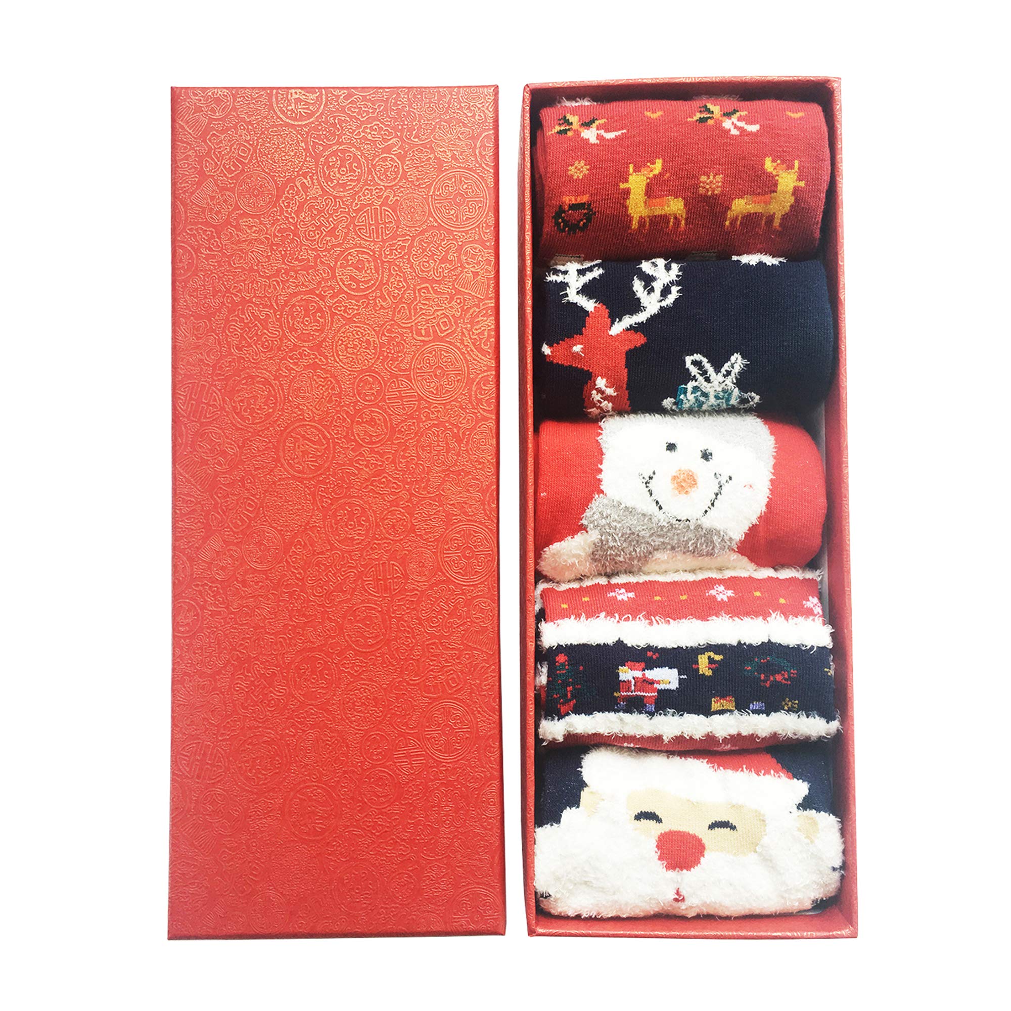 Immagini Di Natale Ragazze.Likerainy Christmas Ragazze Donna Calzini Cotone Di Natale Caldo Inverno Confortevole Babbo Natale E Alce 5 Paia Spesavip