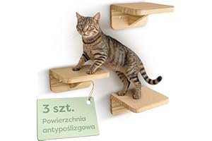 KNUPIS Ścianka Wspinaczkowa Dla Kotów - 3 Ścianka Schodowa Dla Kotów - Fsc® Drewno Sosnowe - Antypoślizgowa Włóknina - Łatwy Montaż - Udźwig Do 30kg (Beż, 18x10cm, 1)