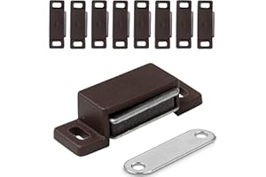 IPEA Chiusure Magnetiche per Mobili, Porte, Armadi, Cassetti – 10 Pezzi – Marrone – Chiusura Magnetica con Calamita per Ante e Credenze – Cerniera Magnetica – Fermo Magnetico per Cucina e Casa