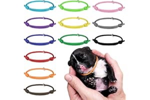 tonyg-p 12pcs Puppy ID Collars Whelping Collars Adjustable Puppy ID Bands Identification Puppy Collar for Dog Kitten Newborn Pet,Multi Coloured (S,12-20CM)