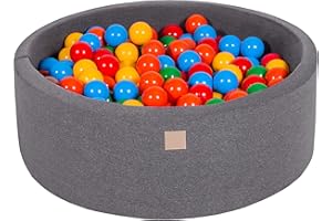 MEOWBABY Piscine À Balles 90X30cm/200 Balles ∅ 7Cm pour Bébé Enfant Bambin Jouets pour Les Tout-Petits Fabriqué de Jouet Rond Mousse Fabriqué en UE Gris Foncé: Jaune/Rouge/Vert Foncé/Orange/Bleu