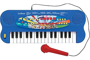Lexibook, Paw Patrol, Teclado electrónico con micrófono, Piano de 32 Teclas, micrófono para Cantar, 22 Canciones de demostración, Funciona con Pilas, Azul/Rojo, K703PA